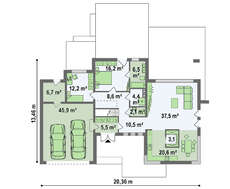 Современный двухэтажный дом с террасой на втором этаже