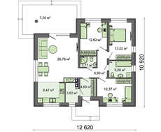 Проект стильного одноэтажного классического коттеджа