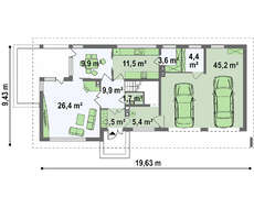 Современный двухэтажный дом с гаражом в пристройке