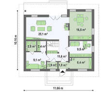 Классический проект дачного коттеджа 10 на 12