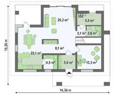 Проект коттеджа с мансардой в строгом стиле