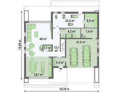 Загородный двухэтажный коттедж с плоской кровлей