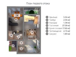 Компактный коттедж с большими окнами