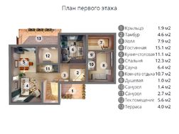 Загородный двухэтажный дом с просторными балконами