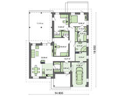 Проект одноэтажного коттеджа с большой террасой