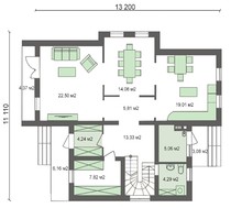 План двухэтажного дома с четырьмя спальнями