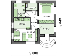 Яркий одноэтажный коттедж компактной планировки