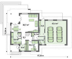 Проект дома с просторной мансардой и гаражом на 2 авто