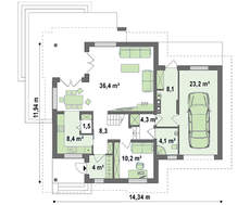 Проект красивого коттеджа с мансардой и гаражом