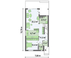 Проект двухэтажного энергосберегающего дома для узкого участка