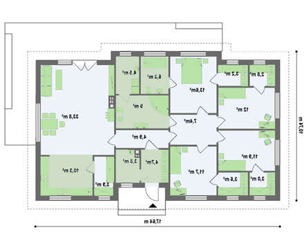 Классический одноэтажный коттедж с 4-мя спальнями