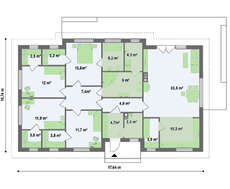 Классический одноэтажный коттедж с 4-мя спальнями