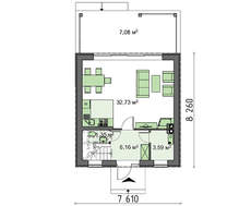 Компактный дом с мансардой 80 m²
