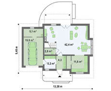 Проект дома с гаражом на одну машину