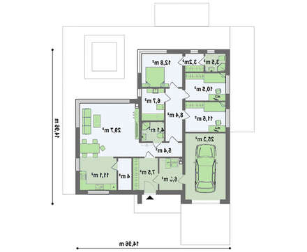 Одноэтажный дом с большими панорамными окнами