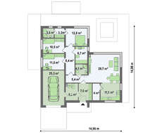 Одноэтажный дом с большими панорамными окнами