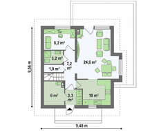 Уютный дом с гостевой спальней на первом этаже