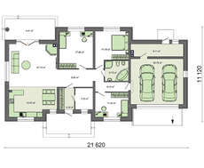 Проект одноэтажного коттеджа с большим гаражом