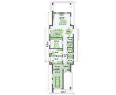 Одноэтажный дом в стиле кубизма для узкого участка