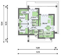 Небольшой одноэтажный дом с плоской кровлей