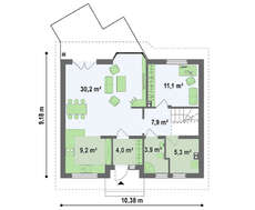 Проект небольшого эко коттеджа с мансардой