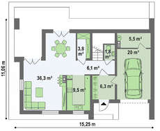 Интересный проект дома с большой террасой над гаражом
