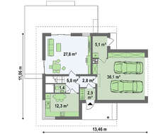 Проект классического двухэтажного дома с гаражом на две машины площадью более 150 m²