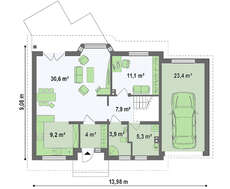 Двухэтажный загородный дом 9 на 14