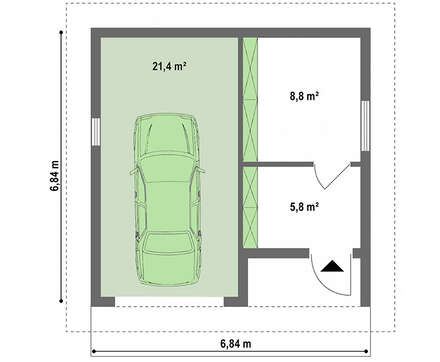 Гараж на один автомобиль с хозпомещением и чердаком