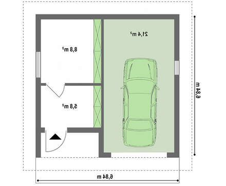 Гараж на один автомобиль с хозпомещением и чердаком