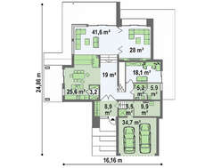 Проект двухэтажного особняка с плоской кровлей