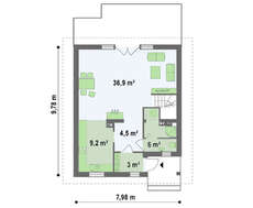 Проект коттеджа для узкого участка