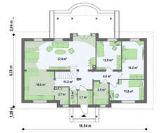 Проект симметричного одноэтажного коттеджа