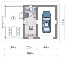 Проект гаража с автомастерской и большой верандой