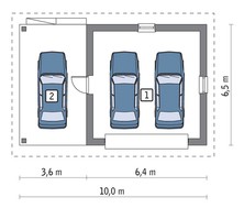 Проект гаража с навесом на три авто