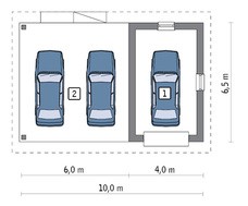 Проект гаража с навесом для трех автомобилей