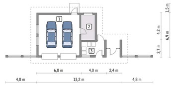 Проект современного гаража на два авто с автомастерской