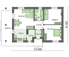 Проект компактного коттеджа с террасой