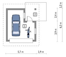 Проект просторного гаража с навесом