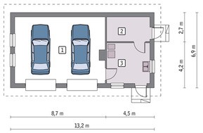 Проект гаража на две машины с автомастерской