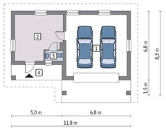 Проект гаража с комнатой отдыха на 2 машины