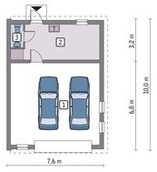 Проект гаража на две машины с односкатной крышей