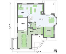 Проект коттеджа с гаражом, эркером, мансардой с красивыми окнами