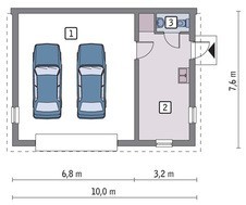 Проект гаража на два авто с комнатой отдыха