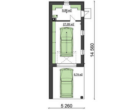 Проект гаража с навесом и автомастерской