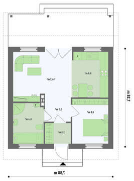 Проект небольшого коттеджа с крытой террасой