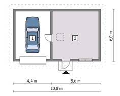 Проект гаража на 1 авто с четырехскатной крышей