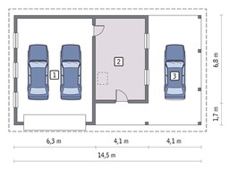 Проект гаража на 2 авто с большим навесом