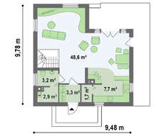 Стильный проект экономичного коттеджа с мансардой