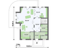 Проект частного загородного светлого дома с мансардой